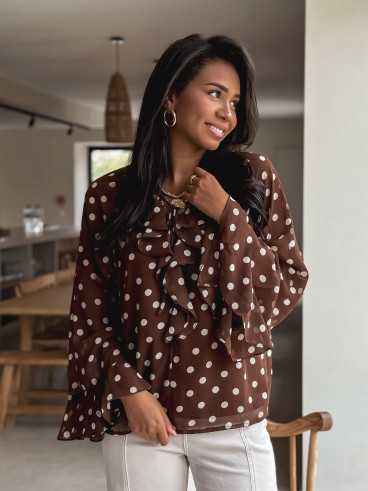 Blouse à pois Herminie - Chocolat