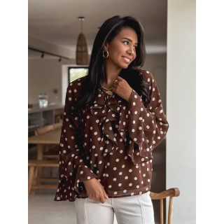 Blouse à pois Herminie - Chocolat