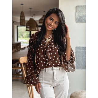 Blouse à pois Herminie - Chocolat
