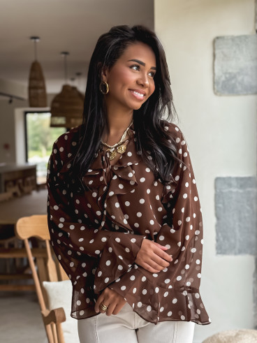 Blouse à pois Herminie - Chocolat