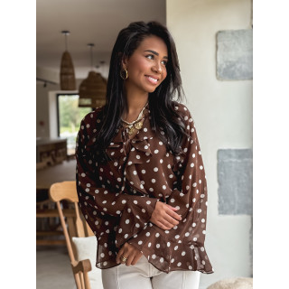 Blouse à pois Herminie - Chocolat