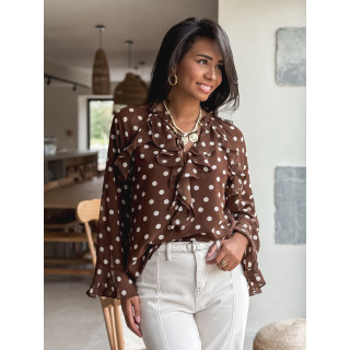 Blouse à pois Herminie - Chocolat