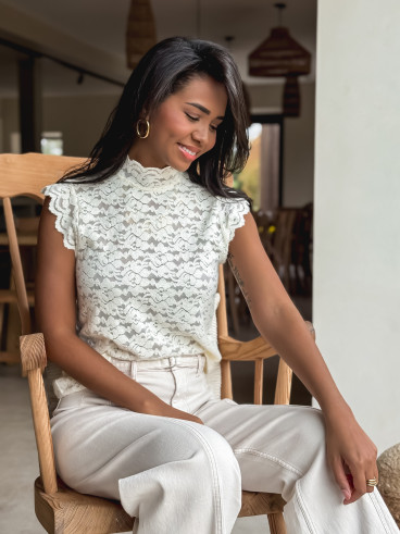 Blouse à motifs Otilya - Ecru