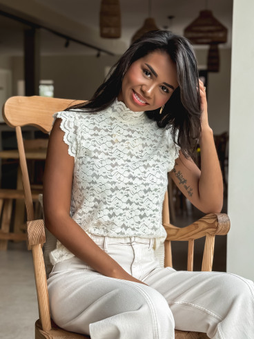 Blouse à motifs Otilya - Ecru Blouse à motifs Otilya - Ecru