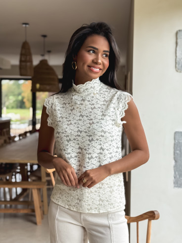 Blouse à motifs Otilya - Ecru Blouse à motifs Otilya - Ecru