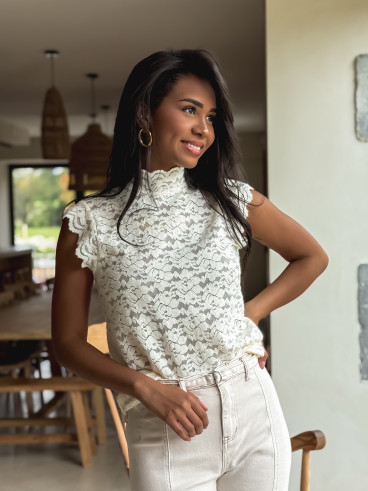 Blouse à motifs Otilya - Ecru Blouse à motifs Otilya - Ecru