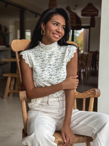 Blouse à motifs Otilya - Ecru Blouse à motifs Otilya - Ecru