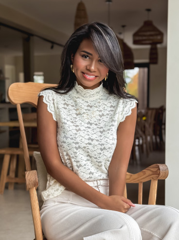 Blouse à motifs Otilya - Ecru Blouse à motifs Otilya - Ecru