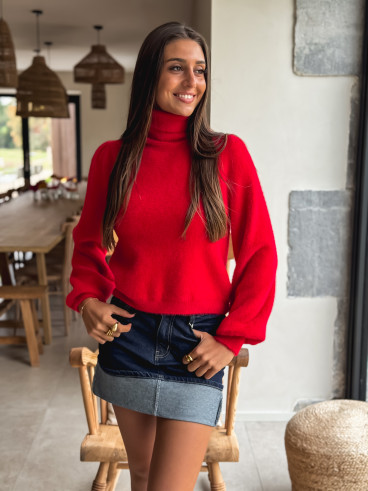 Pull col roulé Eliana - Rouge