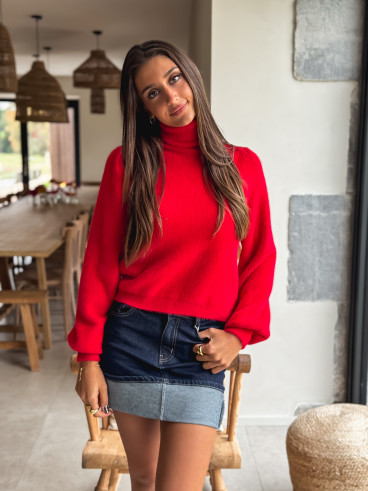 Pull col roulé Eliana - Rouge