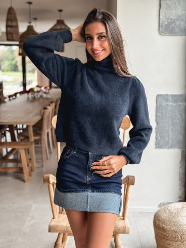 Pull col roulé Eliana - Bleu marine