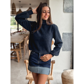 Jupe courte en jeans Noor - Bleu Foncé