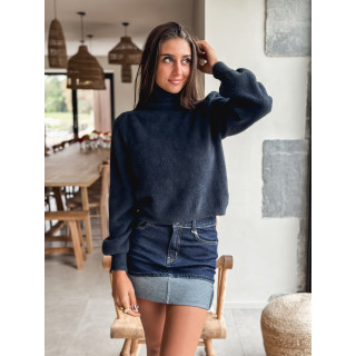 Jupe courte en jeans Noor - Bleu Foncé