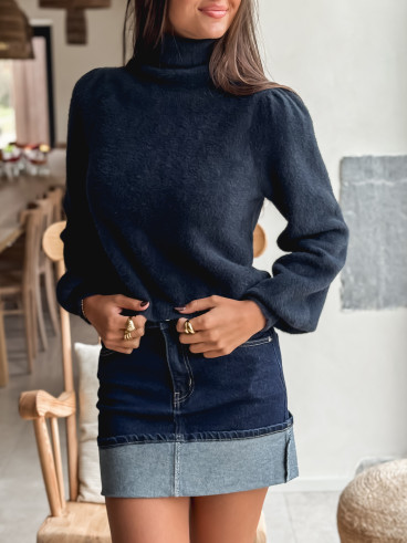 Jupe courte en jeans Noor - Bleu Foncé Jupe courte en jeans Noor - Bleu Foncé