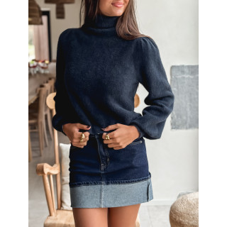 Jupe courte en jeans Noor - Bleu Foncé