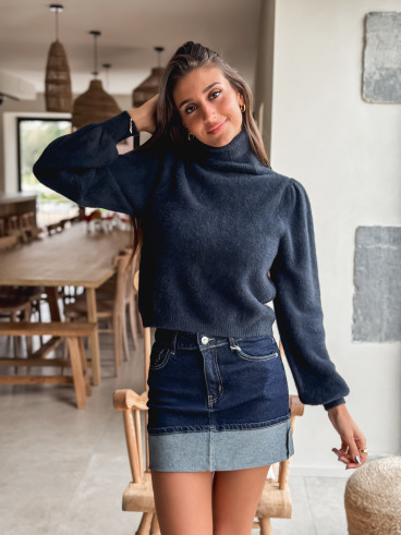 Jupe courte en jeans Noor - Bleu Foncé Jupe courte en jeans Noor - Bleu Foncé