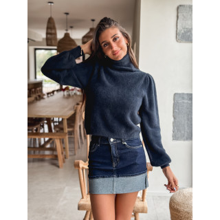 Jupe courte en jeans Noor - Bleu Foncé