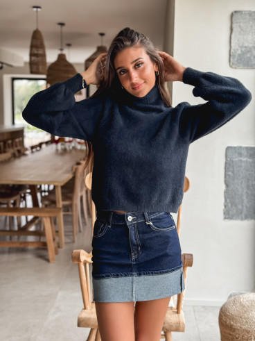 Jupe courte en jeans Noor - Bleu Foncé Jupe courte en jeans Noor - Bleu Foncé