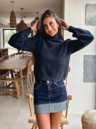 Jupe courte en jeans Noor - Bleu Foncé Jupe courte en jeans Noor - Bleu Foncé