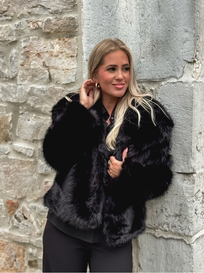 Veste en fausse fourrure Régina - Noir