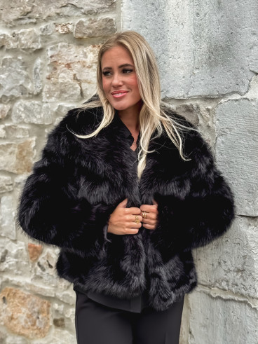 Veste en fausse fourrure Régina - Noir