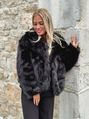 Veste en fausse fourrure Régina - Noir