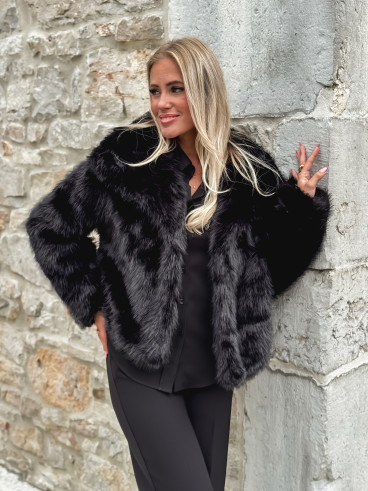 Veste en fausse fourrure Régina - Noir