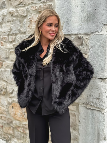 Veste en fausse fourrure Régina - Noir