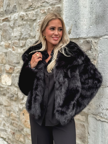 Veste en fausse fourrure Régina - Noir