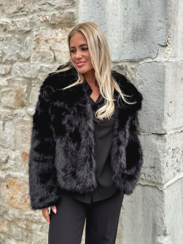Veste en fausse fourrure Régina - Noir