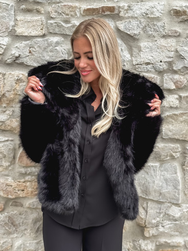 Veste en fausse fourrure Régina - Noir