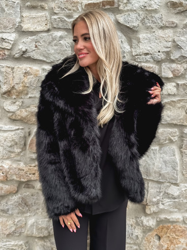 Veste en fausse fourrure Régina - Noir