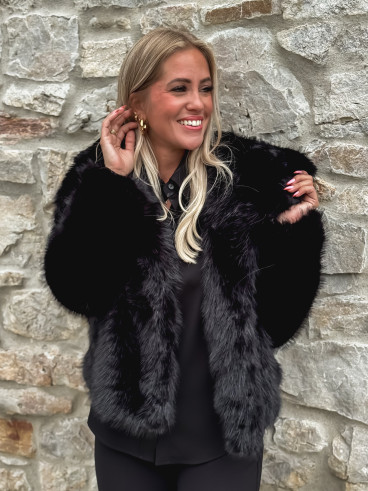 Veste en fausse fourrure Régina - Noir