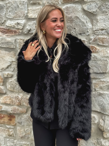 Veste en fausse fourrure Régina - Noir
