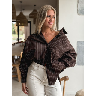 Chemise lignée Malika - Chocolat