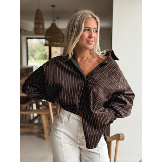 Chemise lignée Malika - Chocolat