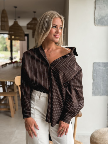 Chemise lignée Malika - Chocolat