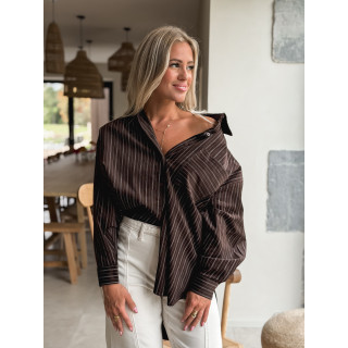 Chemise lignée Malika - Chocolat