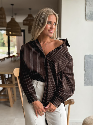 Chemise lignée Malika - Chocolat