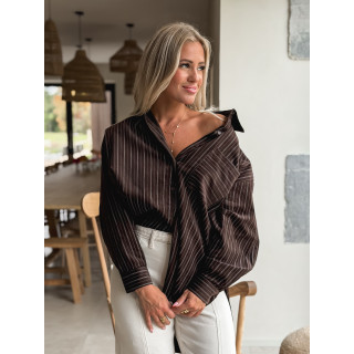 Chemise lignée Malika - Chocolat