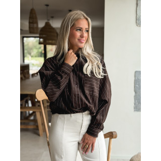 Chemise lignée Malika - Chocolat