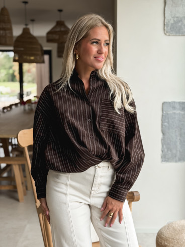 Chemise lignée Malika - Chocolat