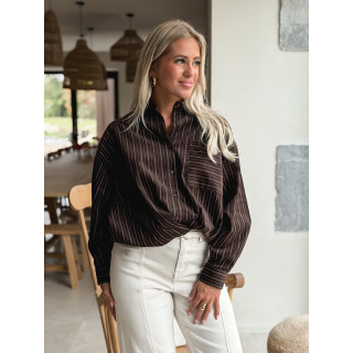 Chemise lignée Malika - Chocolat