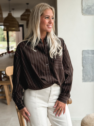 Chemise lignée Malika - Chocolat