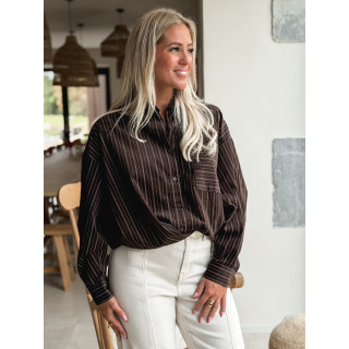 Chemise lignée Malika - Chocolat