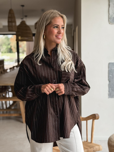 Chemise lignée Malika - Chocolat