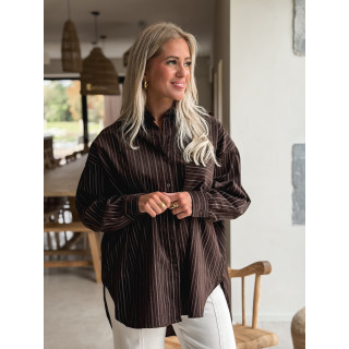 Chemise lignée Malika - Chocolat