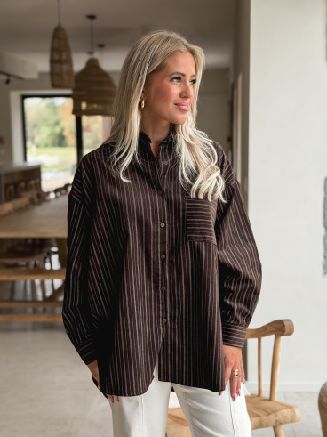 Chemise lignée Malika - Chocolat