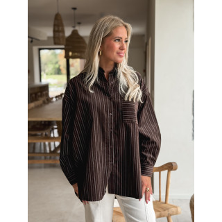 Chemise lignée Malika - Chocolat