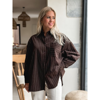 Chemise lignée Malika - Chocolat